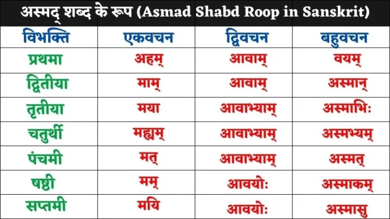 अस्मद् शब्द रूप | Asmad Shabd Roop