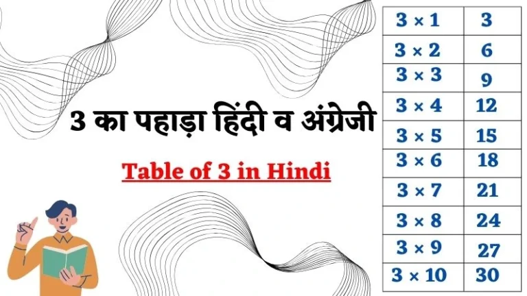 3 का पहाड़ा – 3 Ka Pahada | 3 Ka Table English & Hindi 