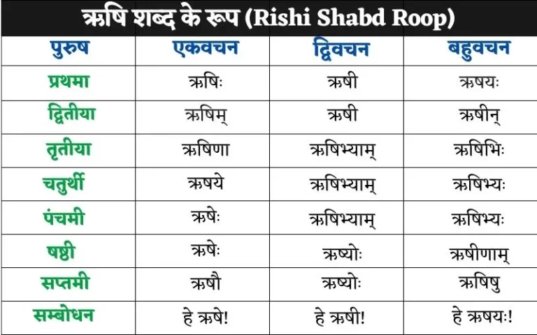 ऋषि शब्द के रूप | Rishi Shabd Roop