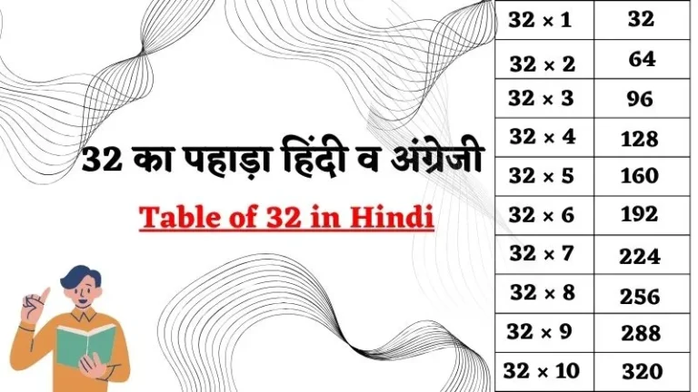 32 का पहाड़ा | 32 Ka Pahada – 32 Ka Table in Hindi
