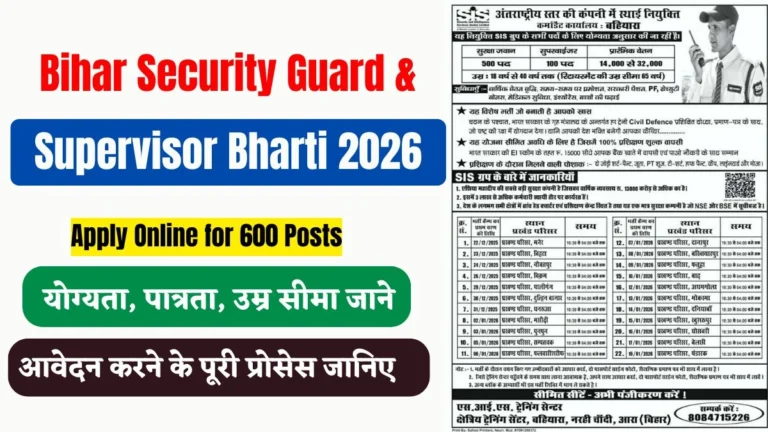 Bihar Security Guard & Supervisor Bharti 2026