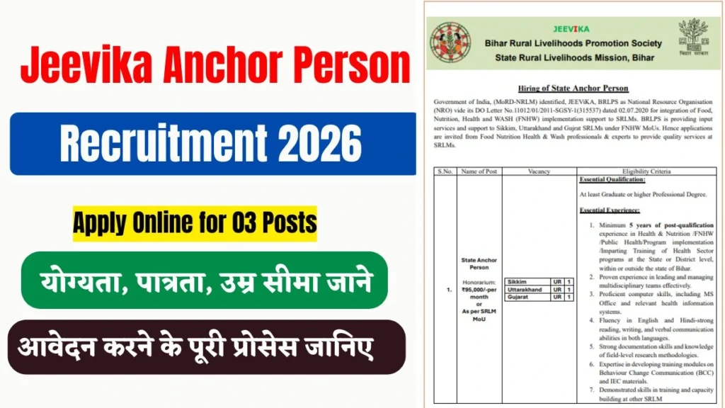 Jeevika Anchor Person Recruitment 2026