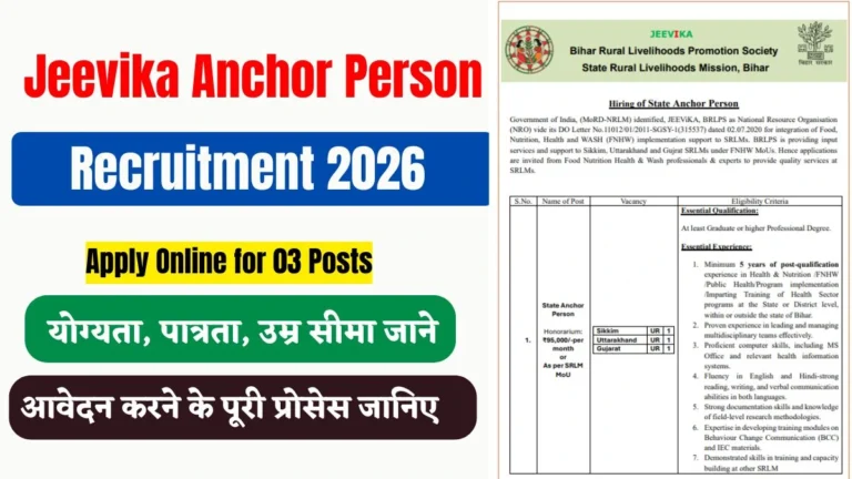 Jeevika Anchor Person Recruitment 2026