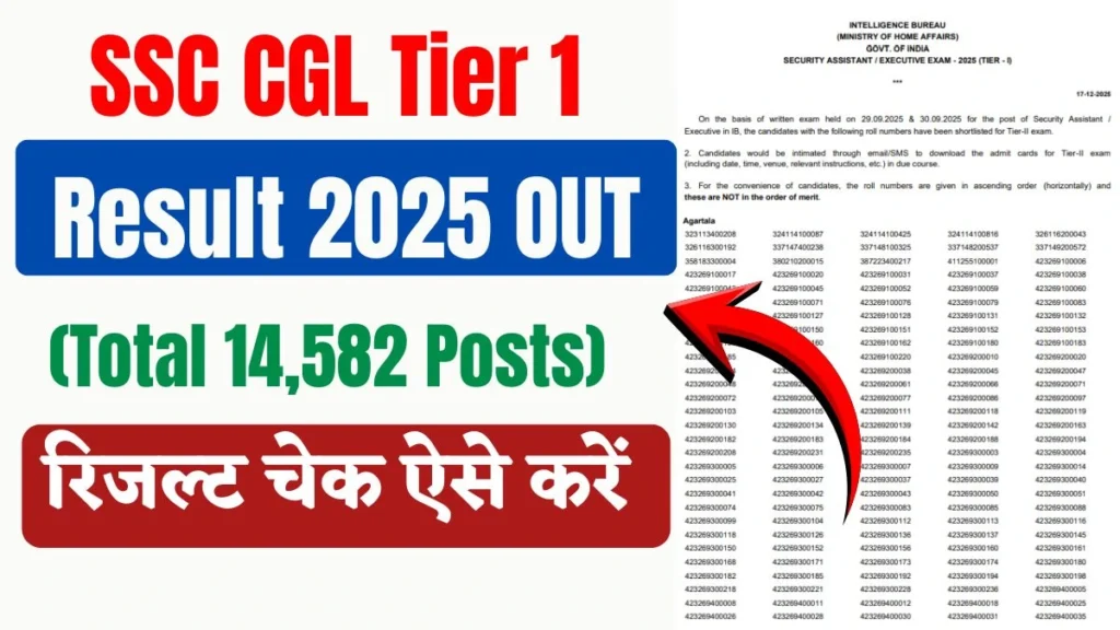 SSC CGL Tier 1 Result 2025 OUT