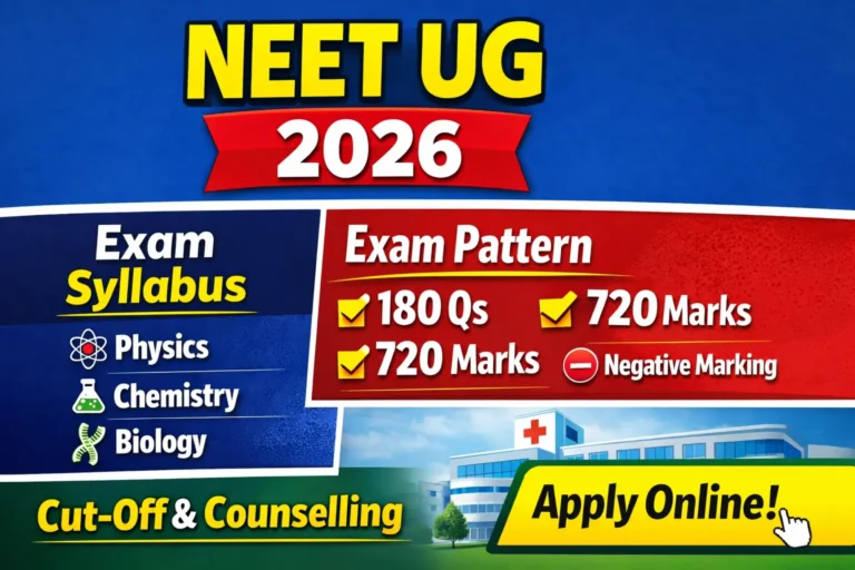 NEET UG Exam Syllabus 2026 – Complete Physics, Chemistry & Biology Syllabus, Exam Pattern, Cut-off & Counselling Details