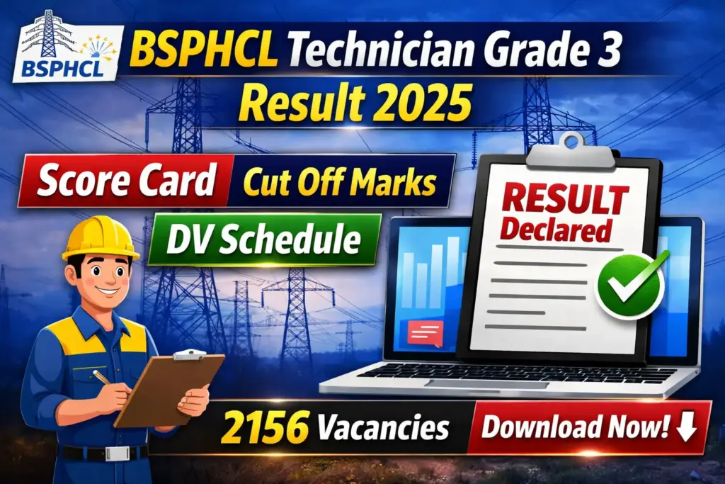 BSPHCL Technician Grade 3 DV Schedule 2026