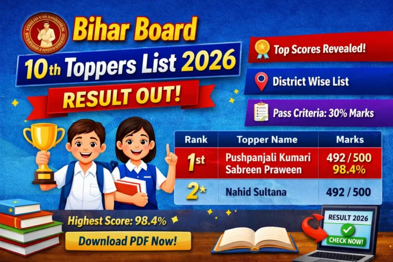 Bihar Board 10th Toppers List 2026