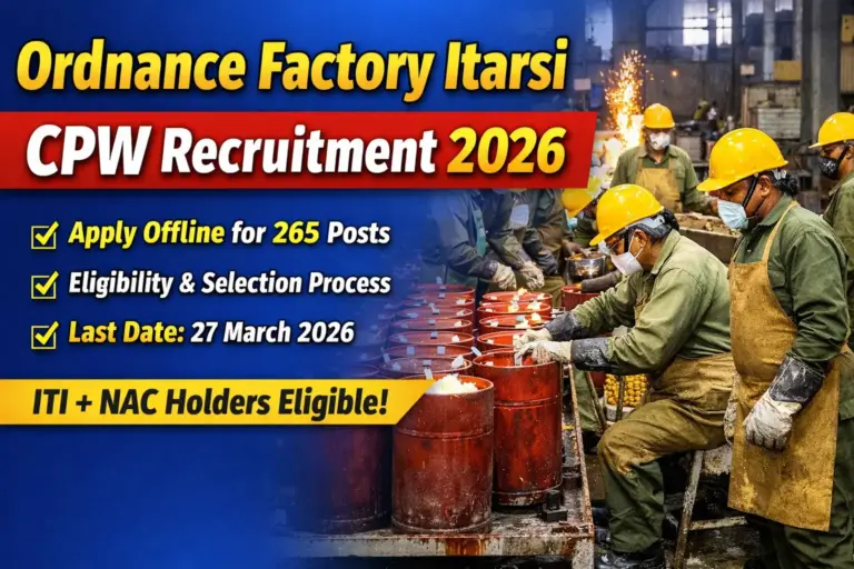Ordnance Factory Itarsi Tenure Based CPW Recruitment 2026