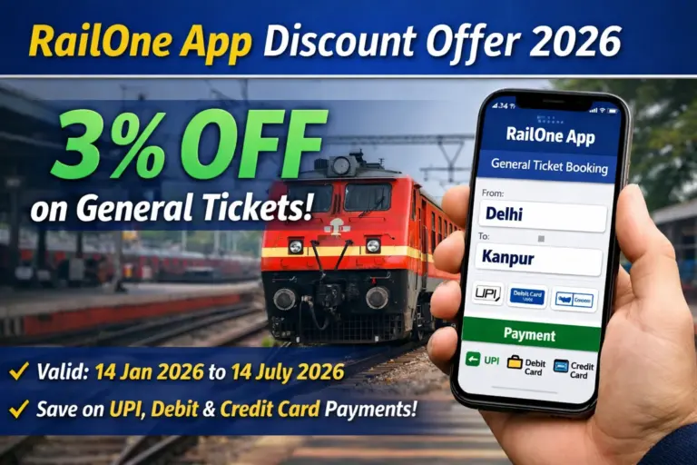 RailOne App discount offer 2026