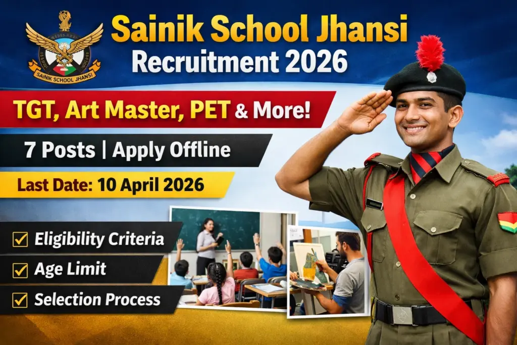 Sainik School Jhansi Recruitment 2026 (