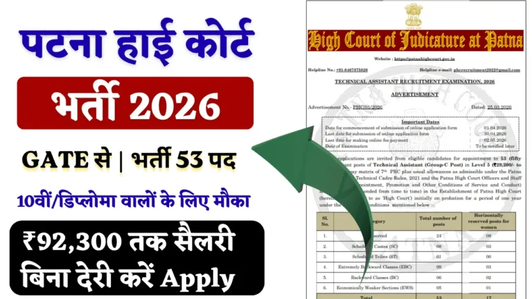 Patna High Court Technical Assistant Recruitment 2026