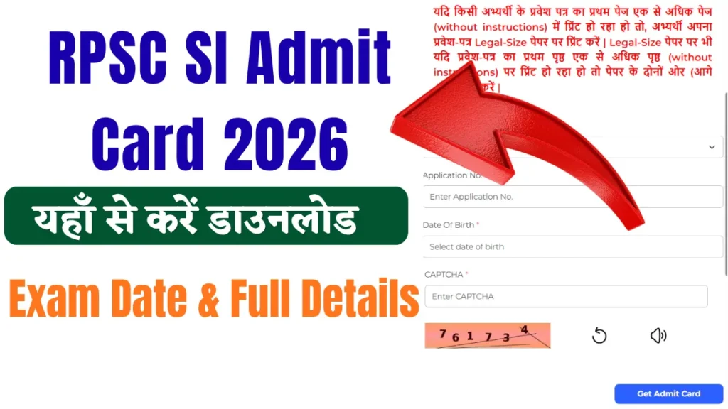 RPSC SI Admit Card 2026
