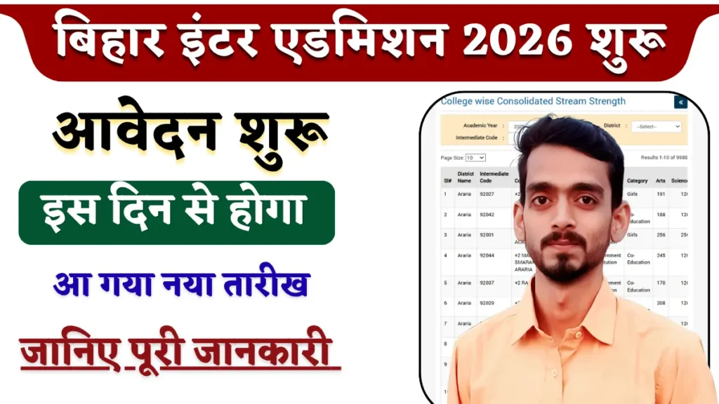 बिहार इंटर एडमिशन 2026 शुरू