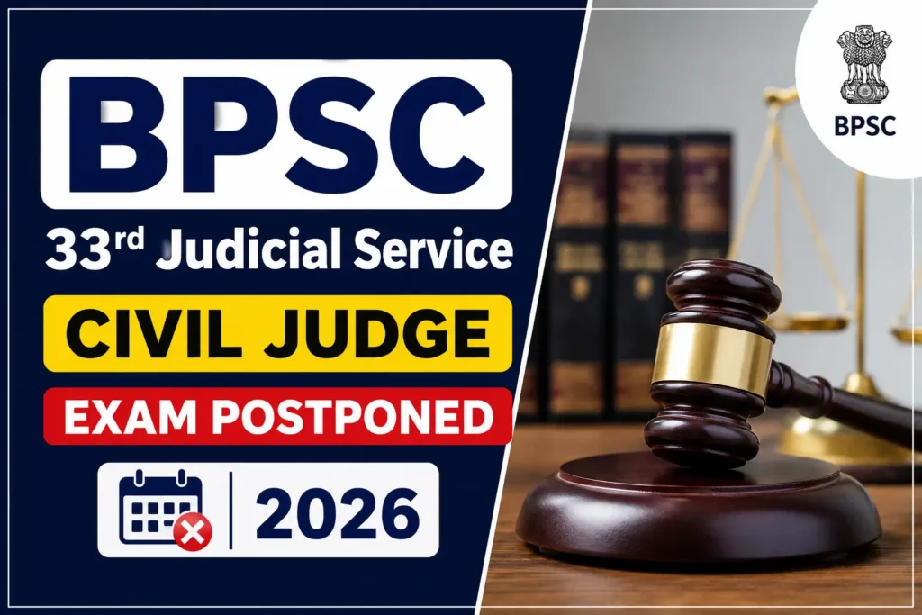 BPSC 33rd Judicial Service Civil Judge Exam Postponed 2026