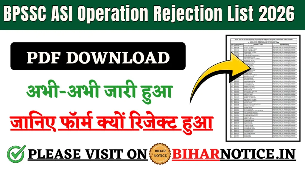 BPSSC ASI Operation Rejection List 2026