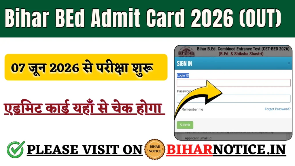 Bihar BEd Admit Card 2026 (OUT)