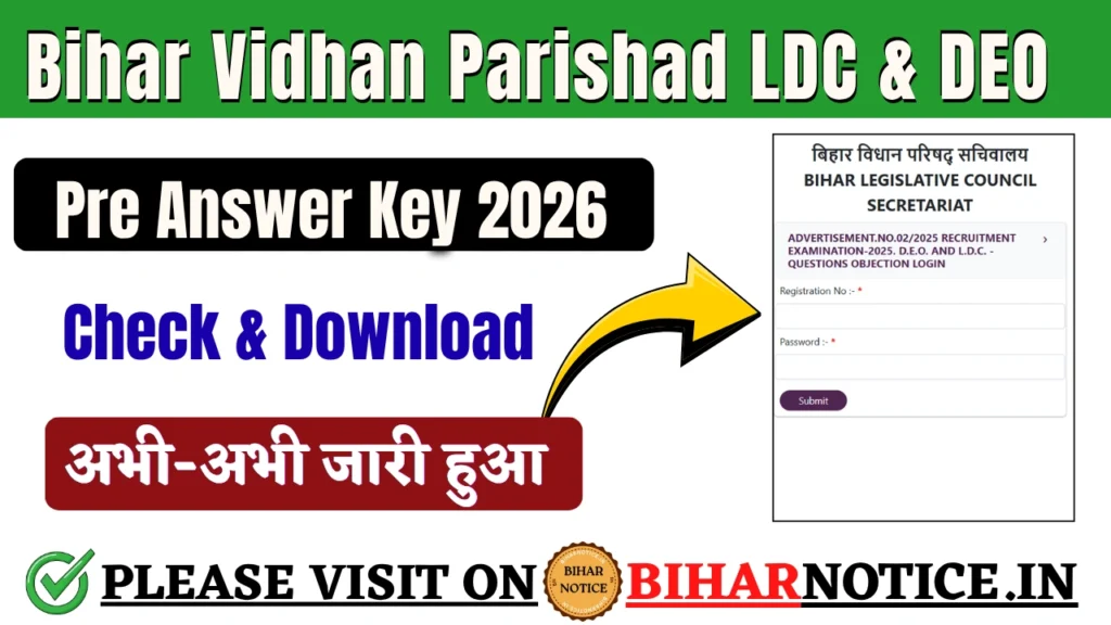 Bihar Vidhan Parishad LDC & DEO Pre Answer Key 2026