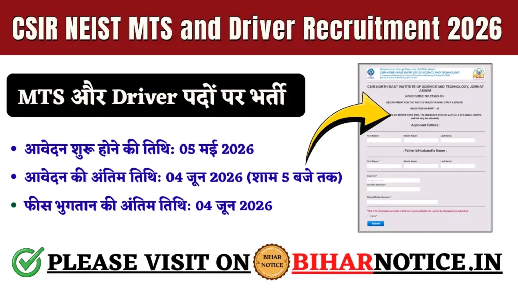 CSIR NEIST MTS and Driver Recruitment 2026