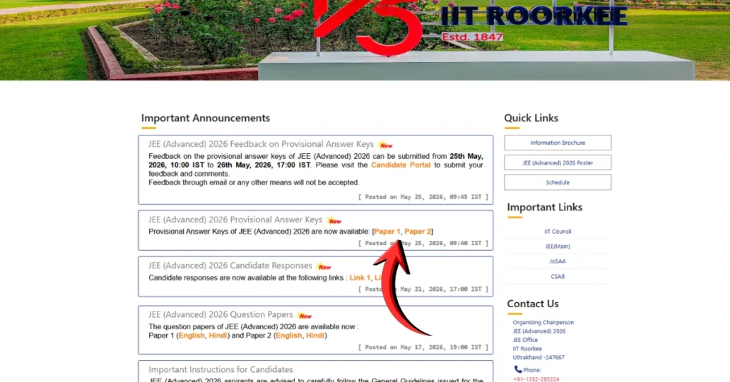 JEE Advanced Answer Key 2026 Download Link (Released)