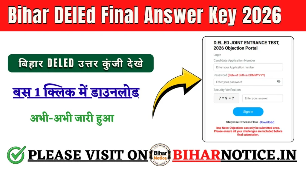 Bihar DElEd Final Answer Key 2026