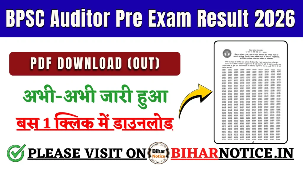 BPSC Auditor Pre Exam Result 2026